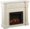 Calvert Electric Carved Floral Trim Fireplace 44.5" W X 14.5" D X 40.25" H Ivory Expediency Durable Living Room or Dining Room 1