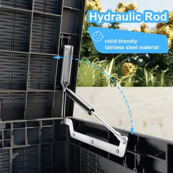 100 Gallon Deck Box,Resin Outdoor Storage Box with Lockable, Garden Tools Waterproof Outside Storage Box, Black 4