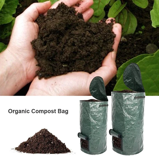 35X60Cm Garden Composter Eco-Friendly Bio Fermentation Bag With Zipper And  Double Handles Collapsible Compost Bin Waste Bucket - AliExpress