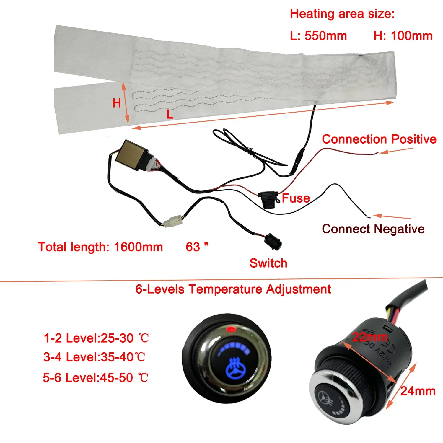 Gebaut-in Auto Lenkrad Heizung Kit Universal 12V Carbon Faser