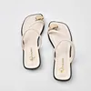 2024 women's new toe clamped slippers for women's summer outdoor wear metal buckle flat bottomed beach sandals 2