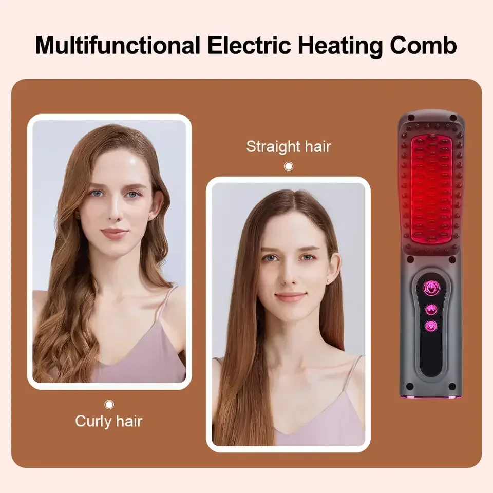 Wireless Hot Comb Hair Straightener  Mini Portable USB Rechargeable Ionic Hair Styling Tool 6