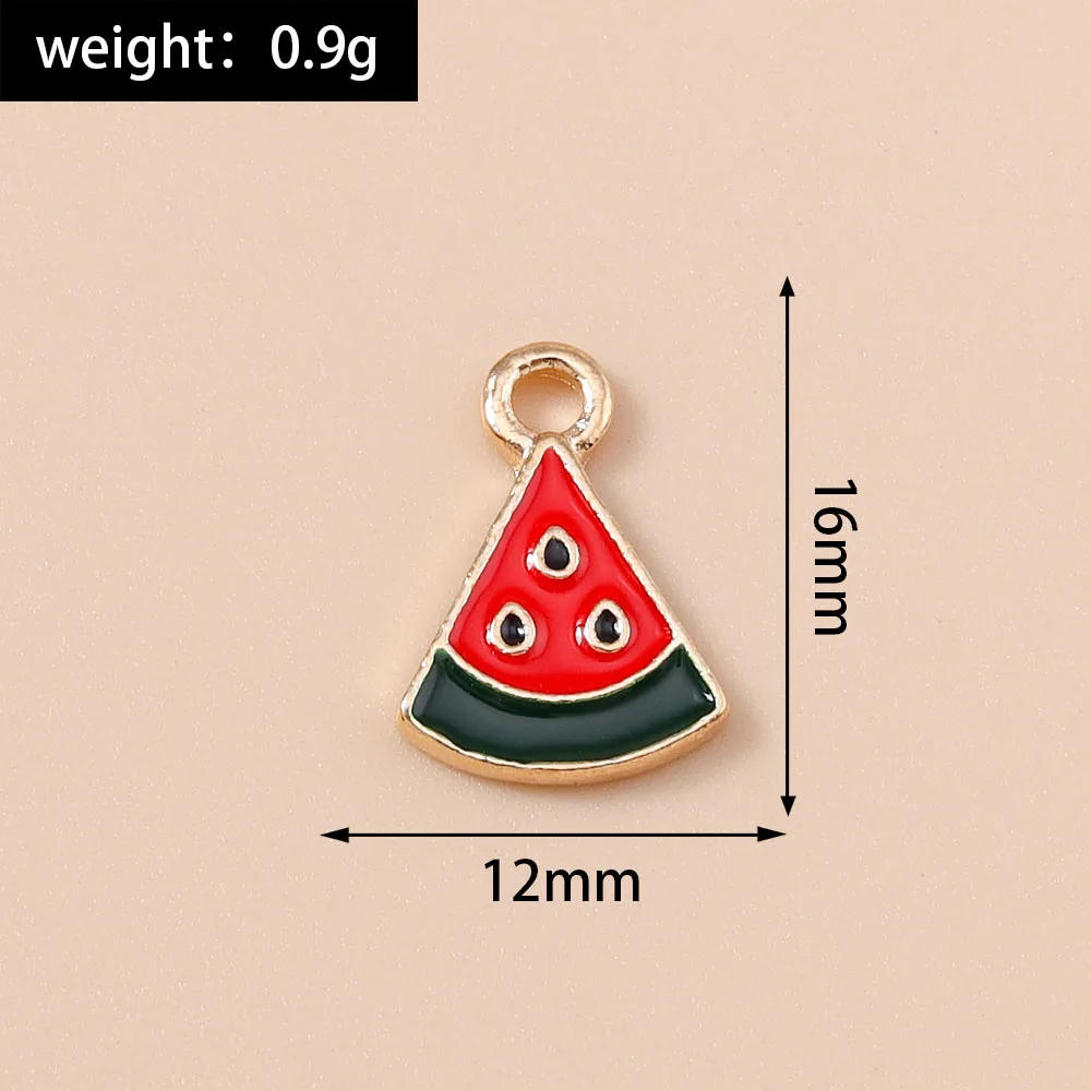 Leslie 10 Stück süße Früchte Charms Emaille Apfel Banane Erdbeere Wassermelone Ananas Kirsche Anhänger für Ohrringe Schmuckherstellung – Detail 16