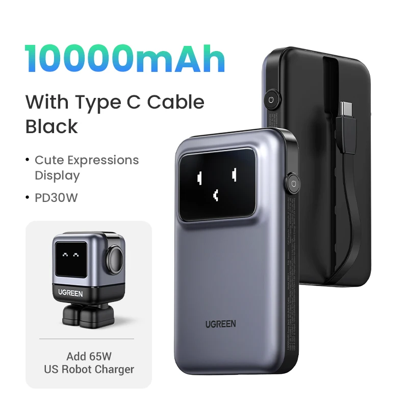 UGREEN 30W Power Bank 10000mAh Tipo C Cable Portátil de carga rápida  PowerBank para iPhone 16 Pro Max Batería portátil - AliExpress