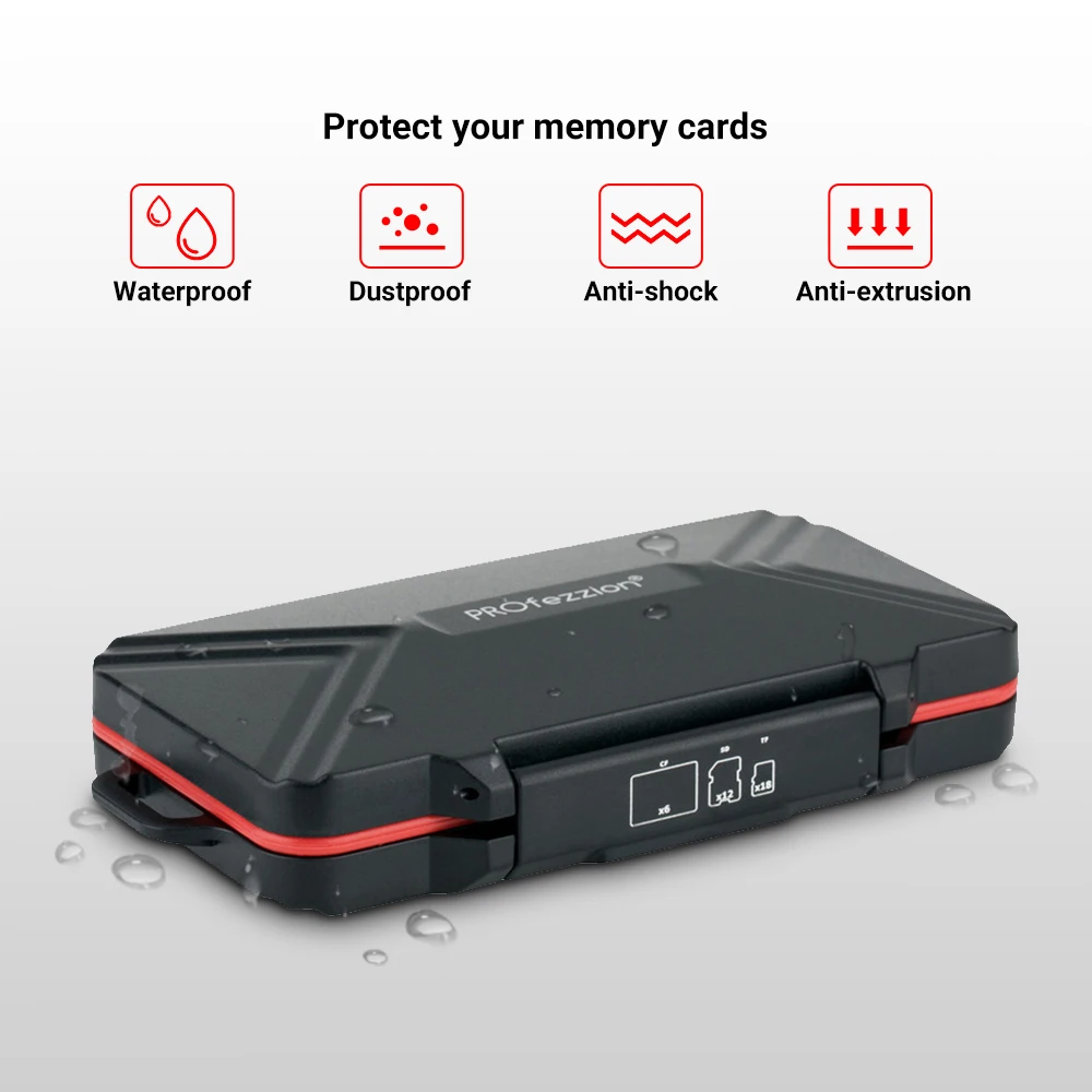Profezzion 36 Slots Case de Cartão sd à Prova Impermeável Água cf Micro sd Titular do Cartão Caixa de Armazenamento com Mosquetão Recipiente de Cartão de Memória Microsd - Imagem 2