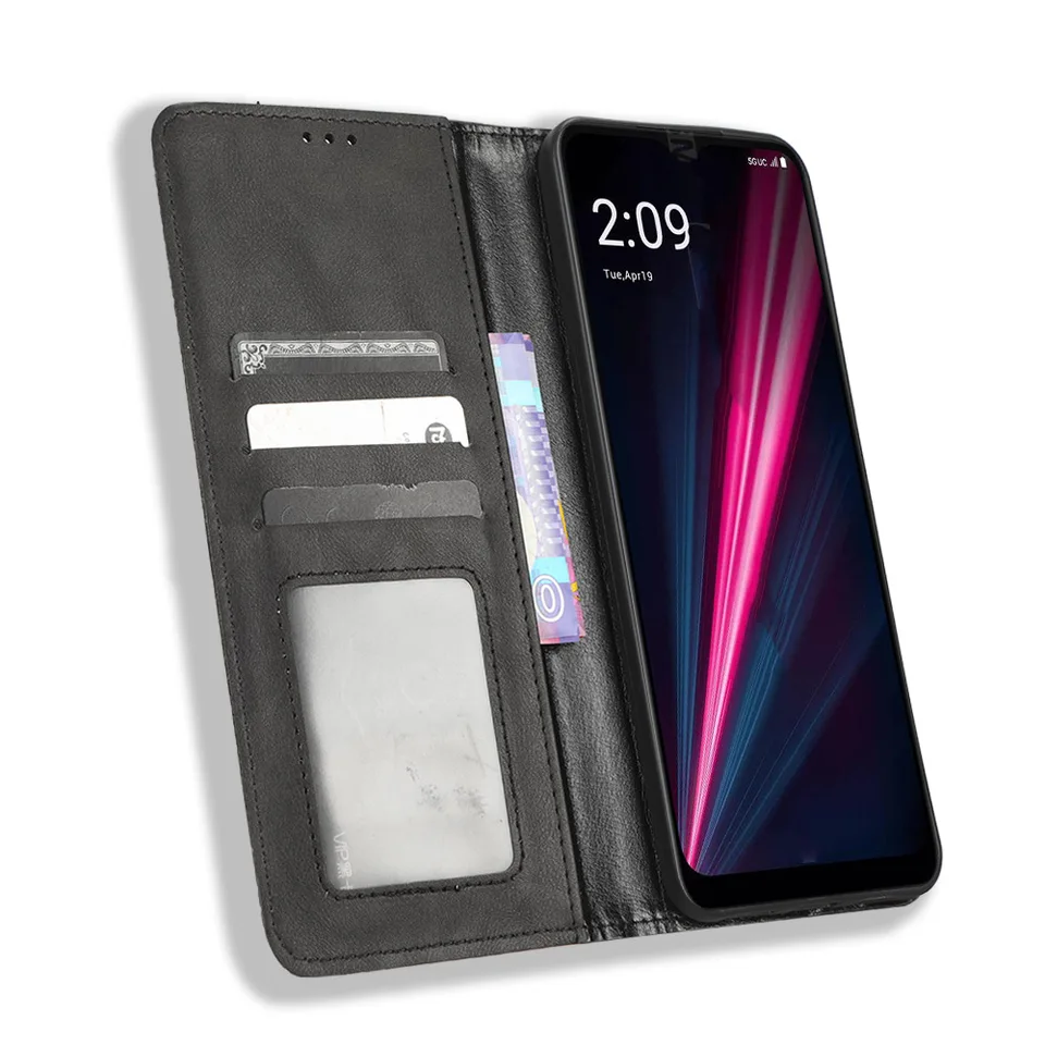 Asuwish Custodia A Portafoglio Con Supporto Per T-Mobile T Phone Pro 5G/Revvvl 6 Pro - Pelle Marrone, Inclusa Pellicola