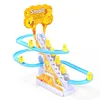 Kids Electric Small Duck Climbing Stairs Toy DIY Track Slide Roller Coaster Toys Set Light Music Boy Girl Gift 6