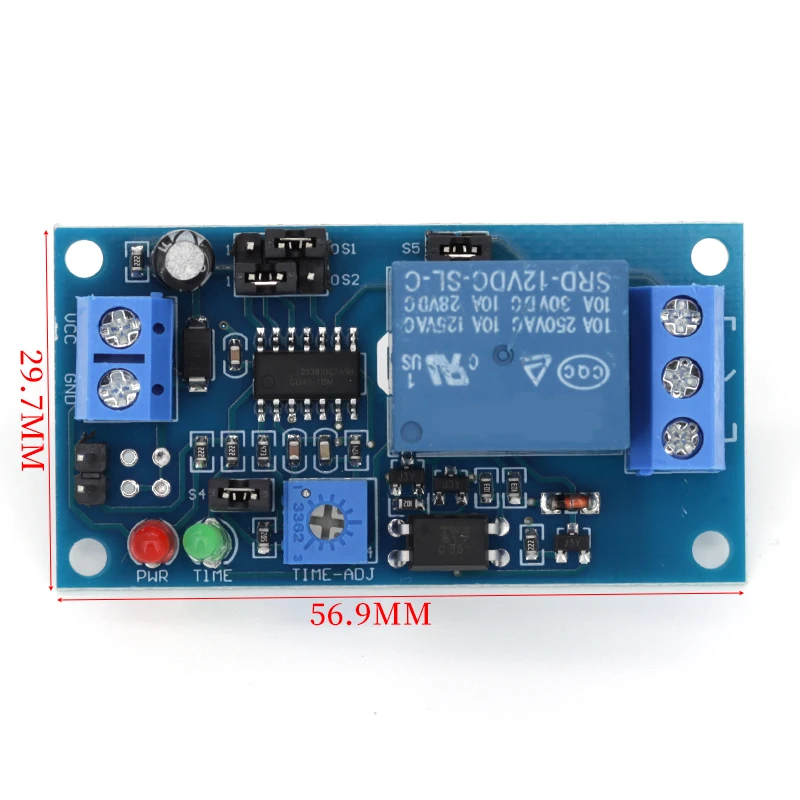 Modulo Relè Timer Di Ritardo 5V/12V/24V Con Memoria E Anti-inversione – Regolabile 0,1-120s Per Automazione E Controllo