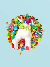  Garland Decor Nice-looking Holiday Wreath Vibrant Color Micro Landscape Easter Hook Hanging Ornament for Patio 