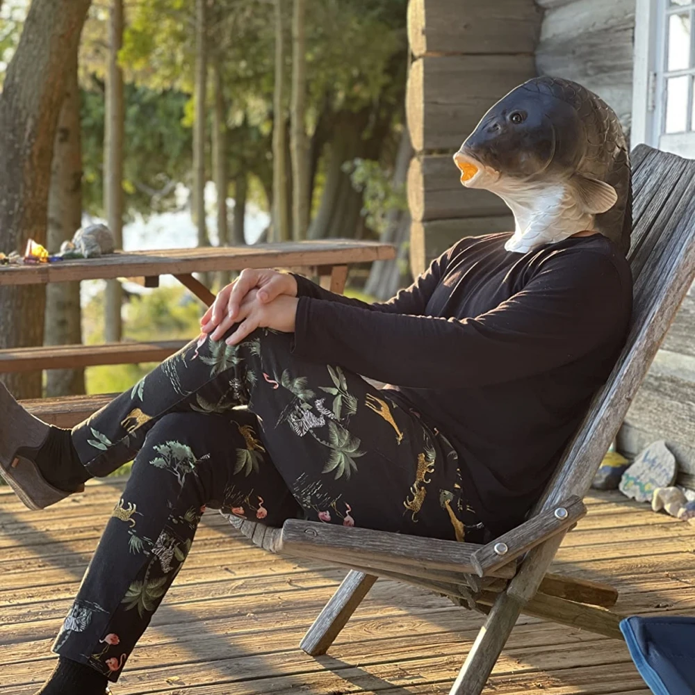 Shark Mask Black Fish Head Mask - Realistic Latex Animal Mask For Halloween  \u0026 Costume Parties Realistic Fish Head Mask Adult, image size:1000x1000