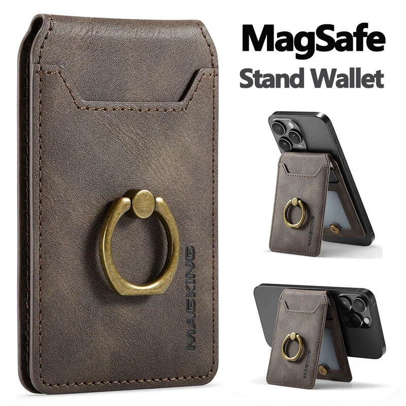 Magnetic Finger Ring Wallet with 360° Rotation and Kickstand