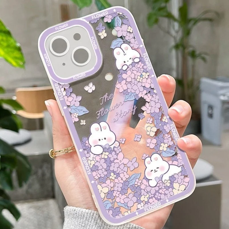 Charming Floral Bow Rabbit Cat Design Phone Case Cover