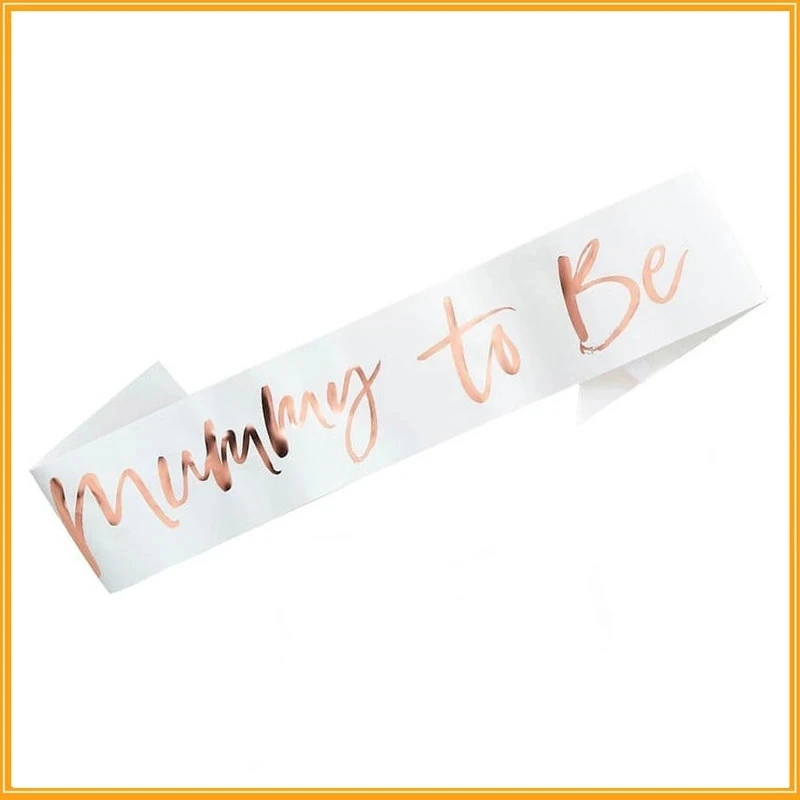 White Mummy To Be Satin Sash - New Mommy Party Gift Favor