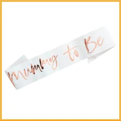 White Mummy To Be Satin Sash - New Mommy Party Gift Favor (Rose gold mum)