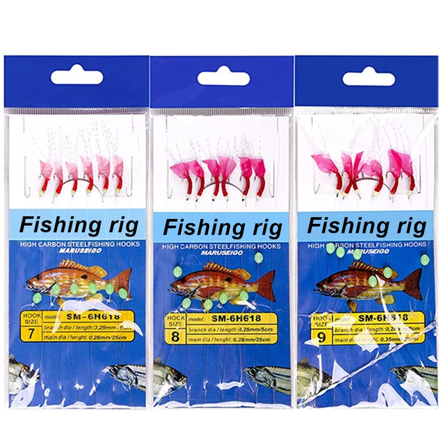 10Packs Sea fishing live bait Rigs Luminous fishing lures Real Saltwater  Fishing Hook With Glow Beads lure Fishing Tackle