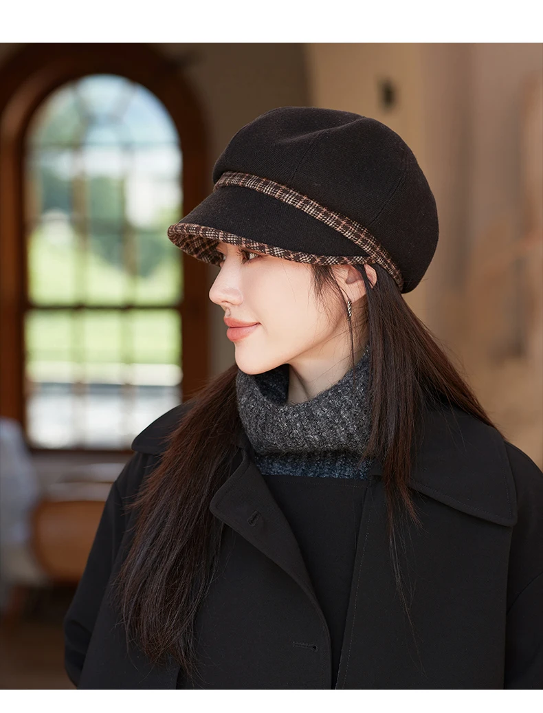 Cappello ottagonale in tweed caldo per uomini e donne da strillone invernale unisex per cappelli da detective maschili berretti piatti retrò chapeau_voghion.com