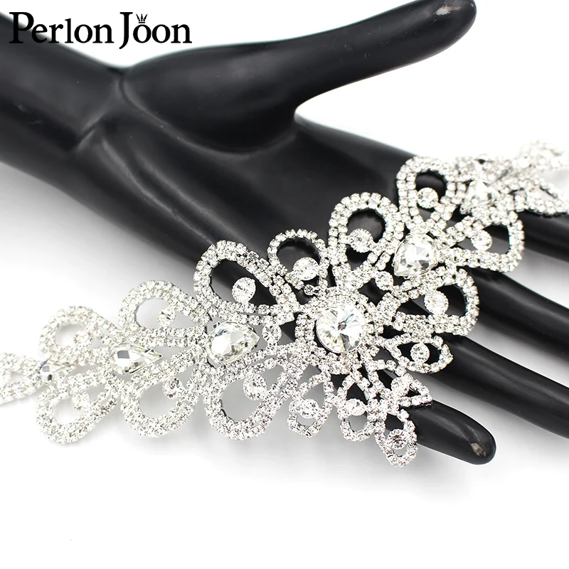 1PCS Glitter Kristall Strass V Applique Gold Silber Strass Patch Braut Hochzeit Kopfschmuck Ausschnitt DIY Dekoration YL009 – Detail 7