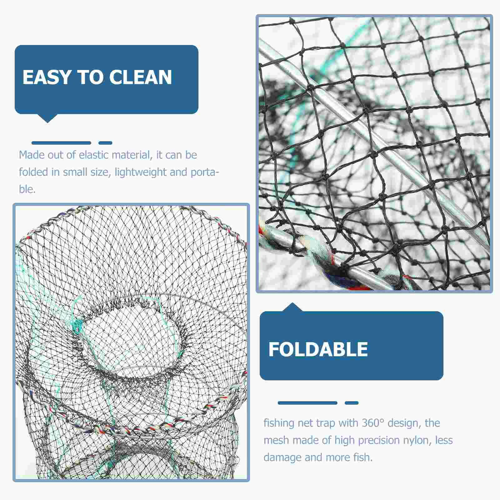 

Foldable Bait Cast Mesh Trap Net Portable Fishing Landing Net Shrimp Cage for Fish Lobster Prawn Minnow Crayfish Crab with Hand