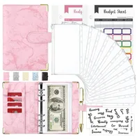 A6 Money Saving Organizer PU Leather Budget Binder Marble Notebook Budgets Planner 2023 Envelope Office School Supplies 1
