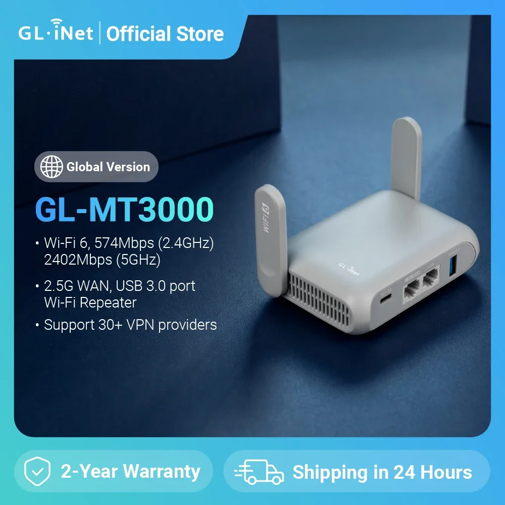 GL.iNet GL-MT3000 (Beryl AX) Wi-Fi 6 Wireless Travel Gigabit Router ...