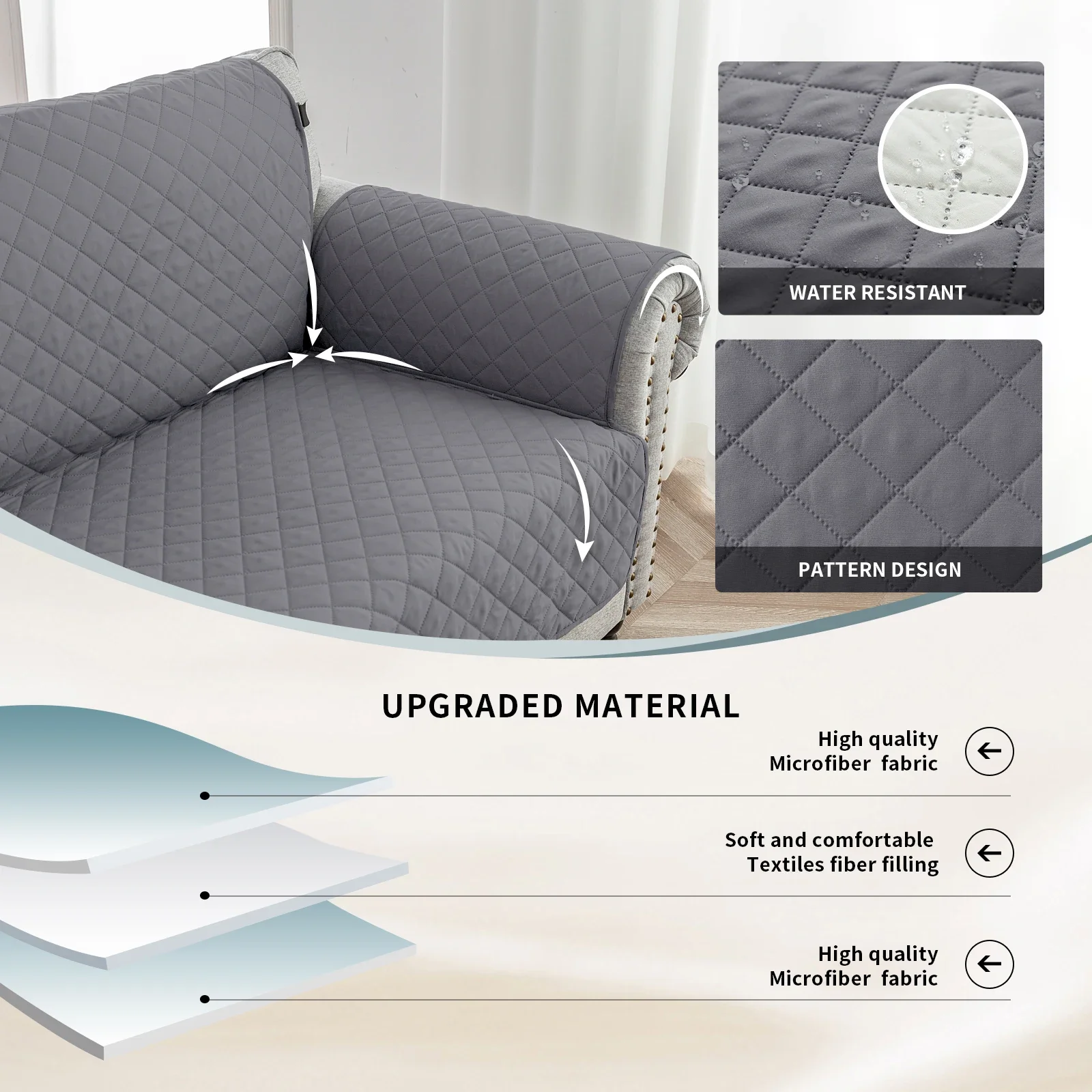 1pc Waterproof Sofa Cover Quilted Anti-wear Couch Covers for Dog Pet Kids Recliner Armchair Furniture 1/2/3/4 Seater Protect 2