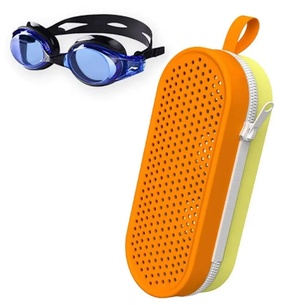 1Pc Silicone Large Capacity Dual-Sided Zipper Swimming Goggles Storage Box Breathable Portable Sun Glasses Protection Box zipper eyewear box swimming goggles box