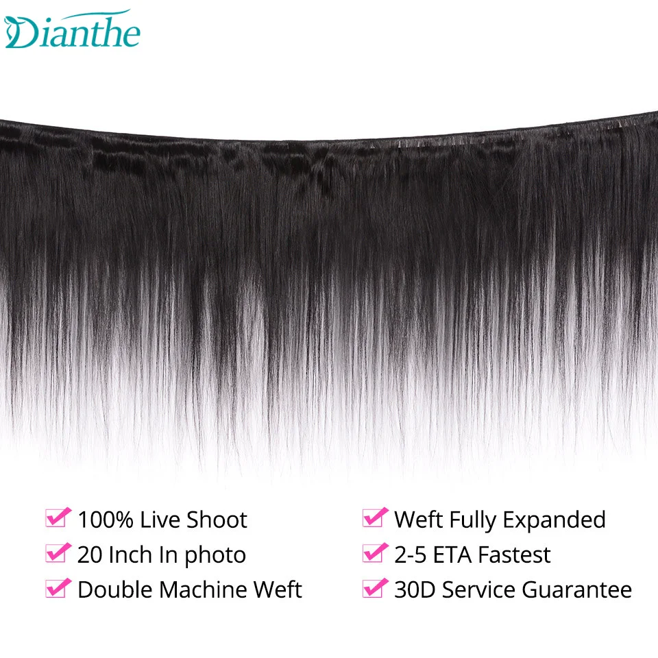 Brazilian Straight Bundles 100% Human Hair Weave 3/4 Pcs Straight Bundles For Women Hair Extensions Human Non-Remy Dianthe