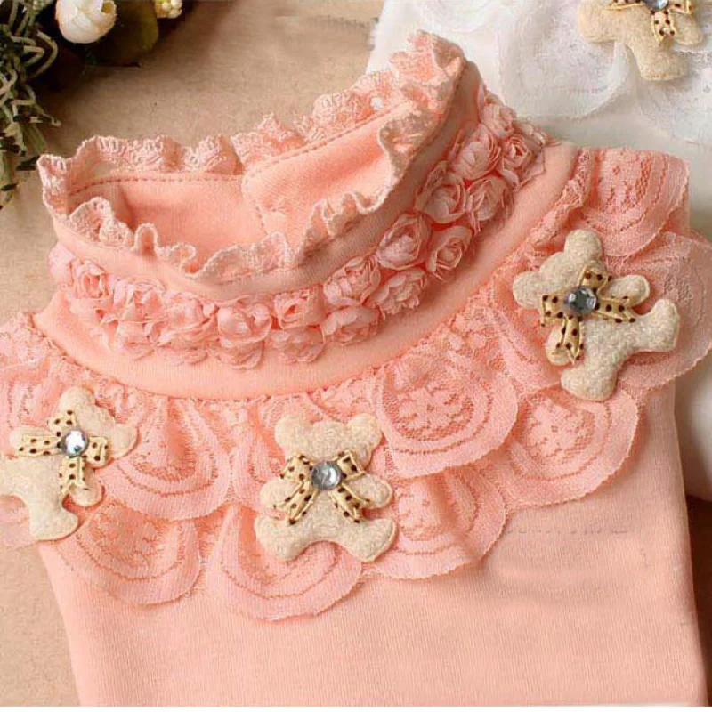 School Girl Blouse Shirts For Girls Girls Blouse Kids Clothing For Teenagers Soild Tops Tees Backing Shirt With Flowers 3-13T