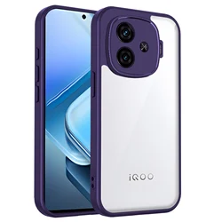 Clear Matte Air Cushion Silicone Bumper Back Cover for Vivo iQOO Z9 Turbo (TMMS Purple)