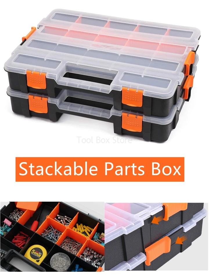 Hardware Parts Storage Toolbox Screw Organizer Multi Grid Plastic Tool Box  with Removable Dividers Portable Garage Workshop Case - AliExpress