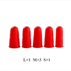 Silicone Heat - Resistant Finger Protector - 2 Set (Red Set of 5pcs)