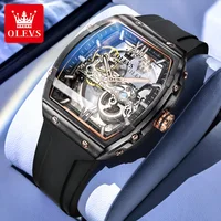 OLEVS 6779 Mens Watch Skeleton Mechanical Watch Fashion Business Sport Waterproof Luminous Silicone Strap Watches For Men