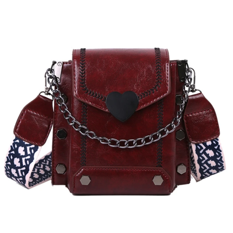 

DOME Women's Korean Style Retro Heart-Shaped Lock Mobile Phone Women's Bag Studded Shoulder Bag Women's Messenger Bag