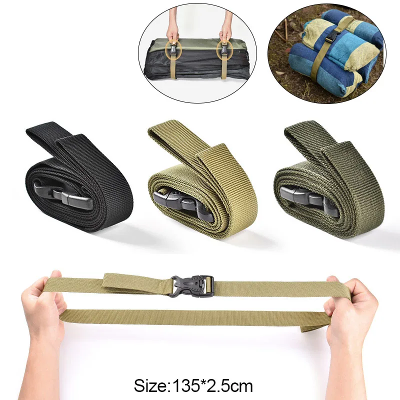 1.35m Travel Tied Belt Durable Nylon Cargo Tie Down Luggage Lash Belt Strap Camping Hiking Cargo Storage Buckle luggage strap