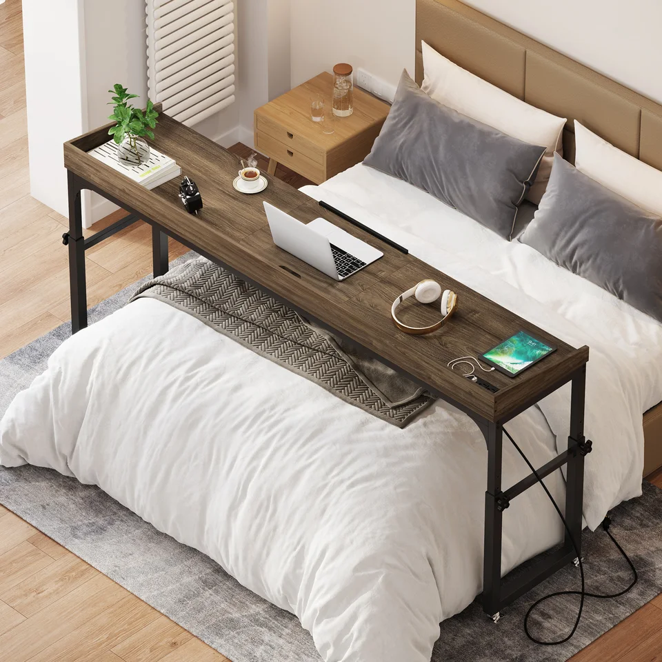 Tribesigns Adjustable Overbed Table with Wheels