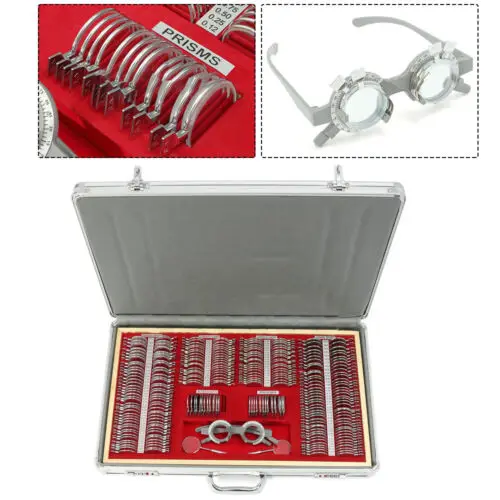 266Pcs Optical Trial Lens Set Optometry Kit Metal Rim