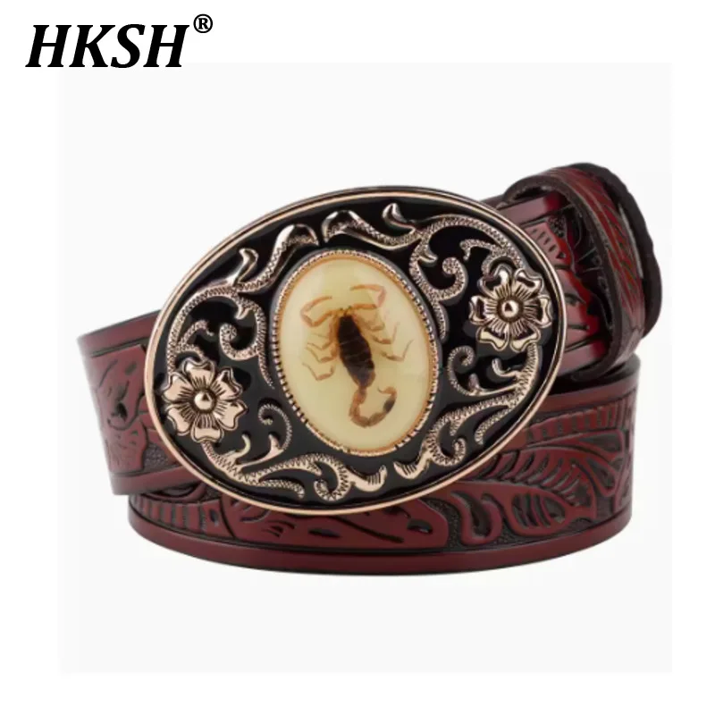 

HKSH Men's Dark Glowing Belt Buckle Embossed Smooth Decoration Chic Nightclub Clothes Accessories Spider Streetwear Punk HK1654