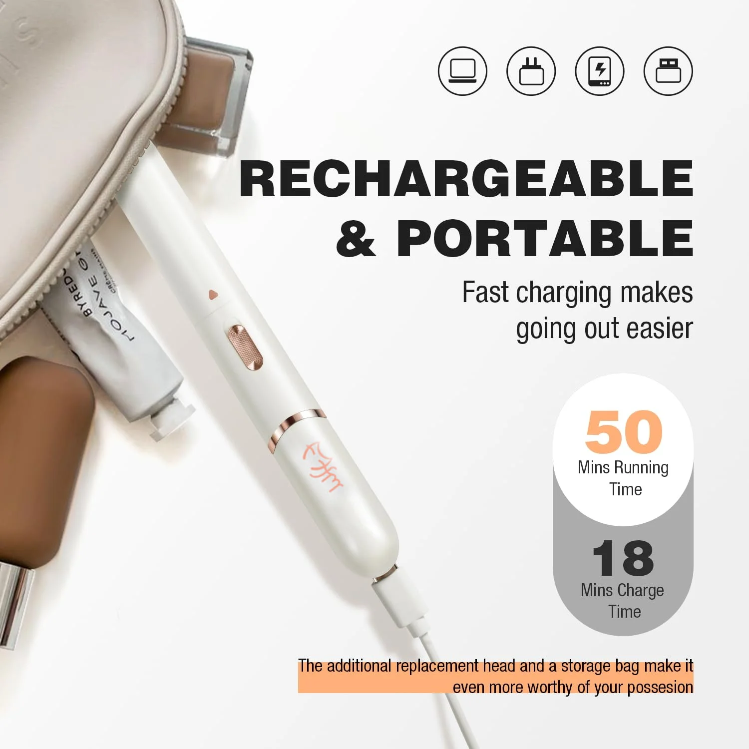 Facial Hair Remover ＆ Eyebrow Trimmer with Pivoting Head-Rechargeable Eyebrow Razor Painless Facial Trimmer on Lips Cheeks Chin