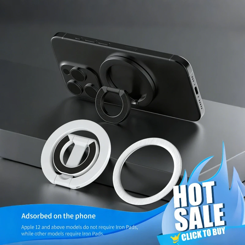 Compact Folding Magnetic Phone Stand and Grip Holder