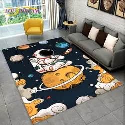 3D Astronaut Space Cartoon Area Rug,Carpet Rug for Home Living Room Children's Bedroom Sofa Doormat Decor,Kid Non-slip Floor Mat