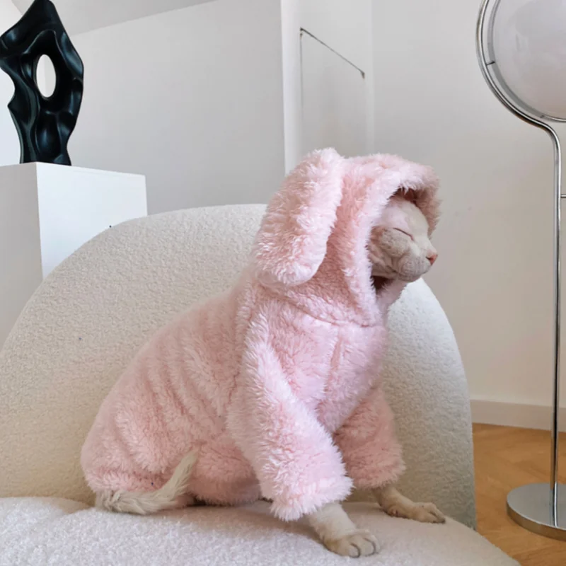 Sphynx Hairless Cat Clothes Warm Winter Soft Sweater Cute Pink