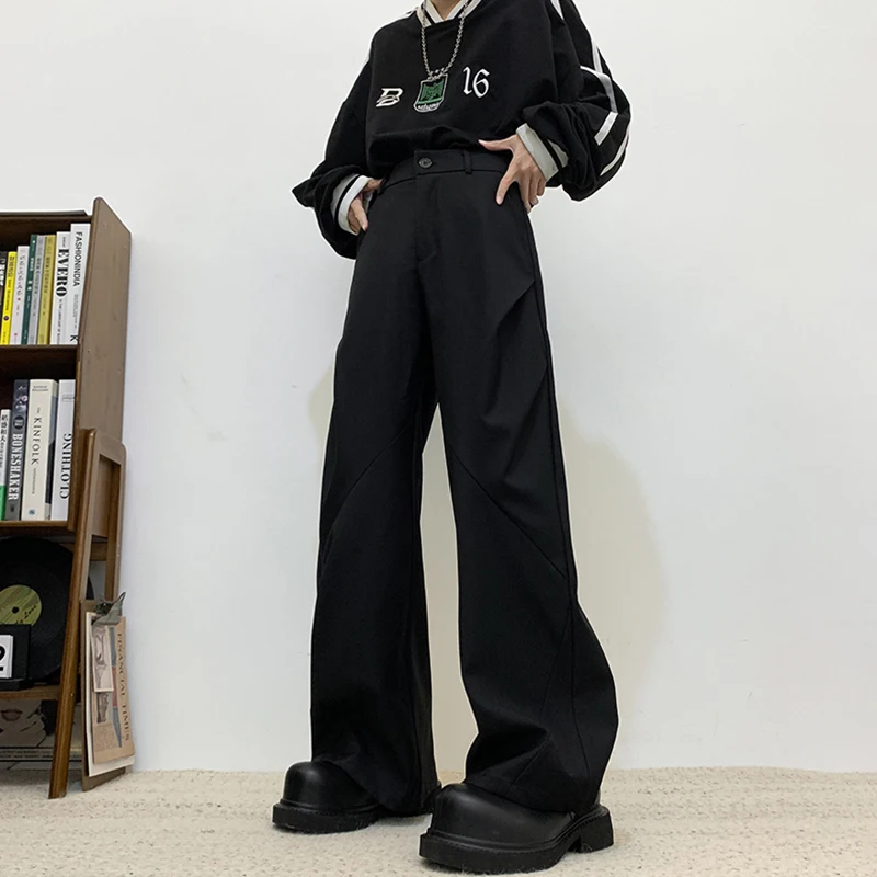 LUZHEN Fashion Elegant Loose Straight Casual Pants Men's 2024 New Solid Color Original Male Pleat Trousers Free Shipping LZ2259