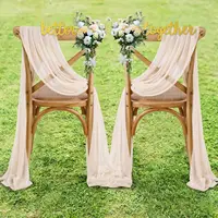 Set of 2 Chiffon Chair Sashes 30x300cm Wedding Chair Decoration for Party Banquet Event Baby Shower Ceremony Aisle Chairs Decors 3