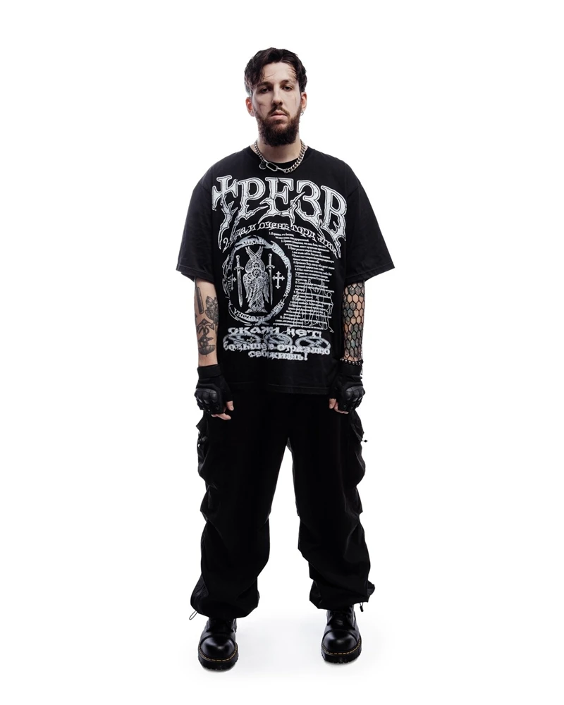 Hip Hop Streetwear Men Tshirt Oversize Short Sleeve Sober 2 Graphic Print Y2k Tops Tee Harajuku Gothic Aesthetic Clothing Cotton