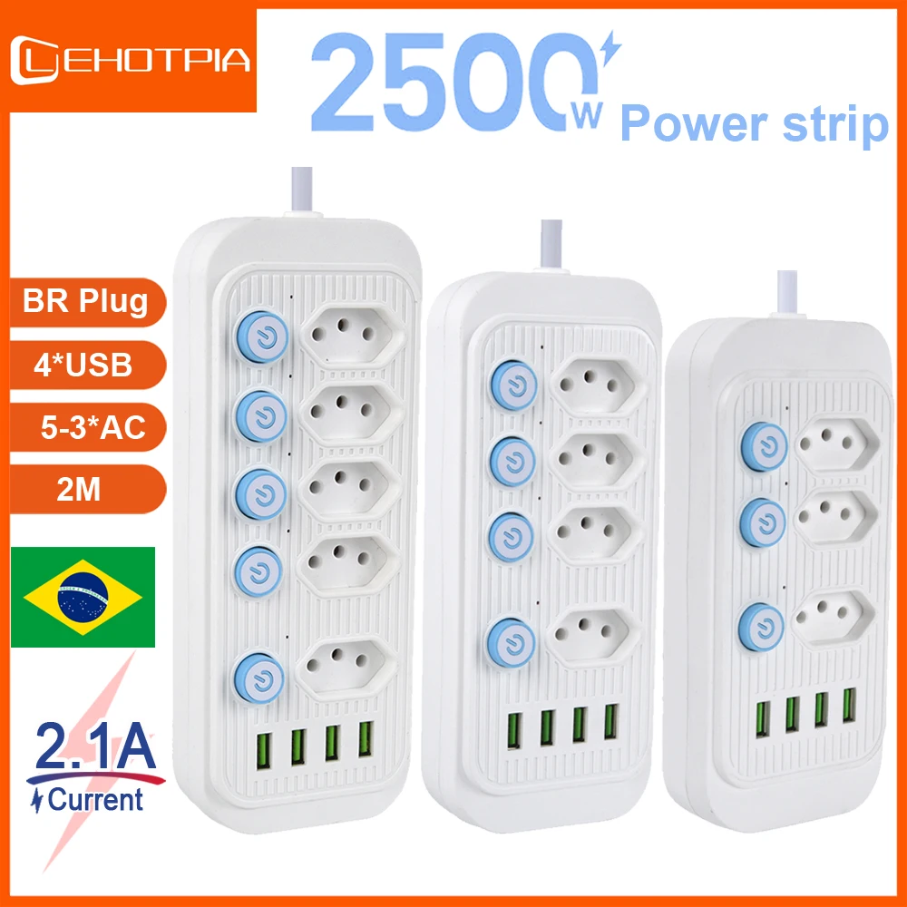 BrazilPlugSocketPowerStripWith4USBPortExtensionCordSmart