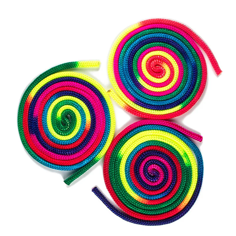 3m Colorful Rainbow Colors Rhythmic Gymnastics Rope Fine Color Gymnastics Rope Fine Props Pentathlon