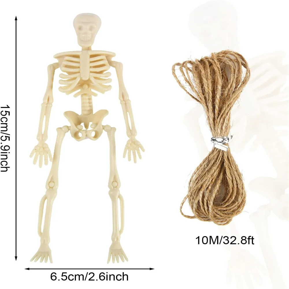 Pack De 10 Esqueletos De Plástico Colgantes Con Articulaciones Móviles, Divertidos Para Decoración De Halloween Infantil