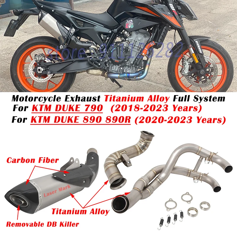 

For KTM DUKE 790 890 890R 2018 - 2023 Motorcycle Ehxuast Moto Escape Full System Titanium Alloy Muffler With Front Link Pipe