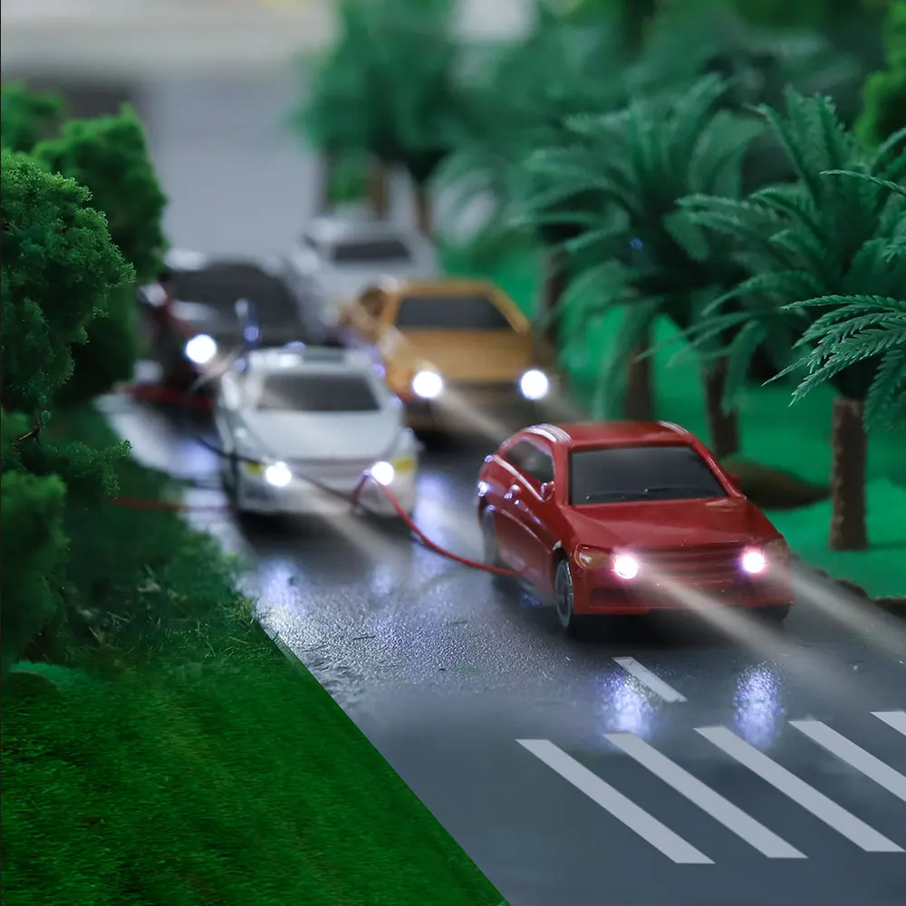 HO TT N Scale Model vehicle  Illuminated Cars with 12V LED Lights for Building Layout 2
