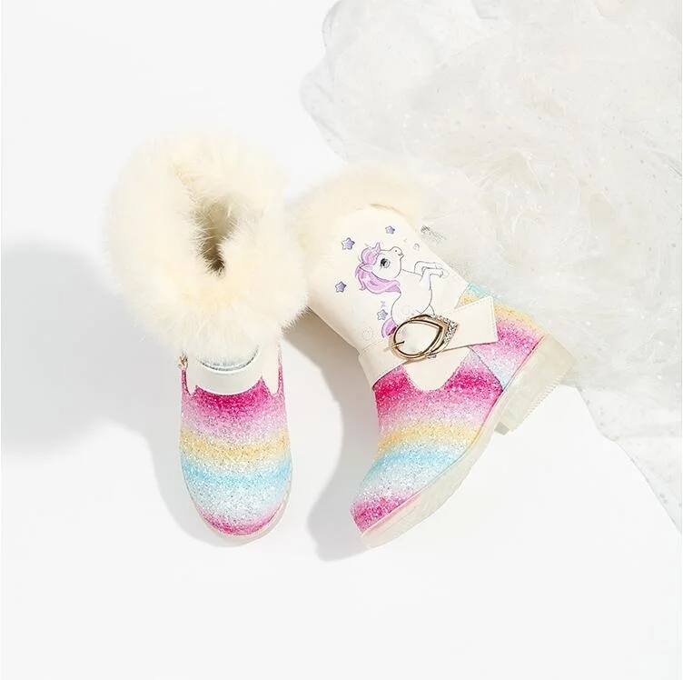 Unicorn Rainbow Sequin Glitter Boots